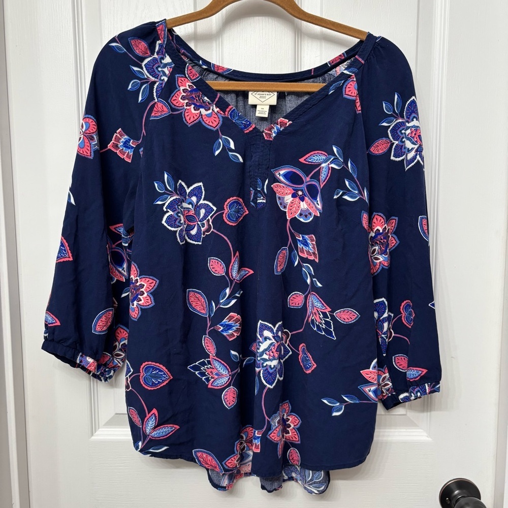 Navy Floral Blouse | St. John’s Bay 1X